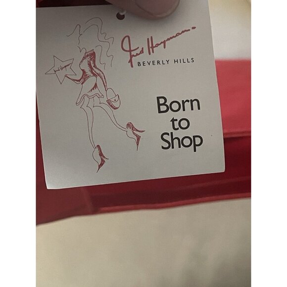 Fred Hayman Born To Shop Tote Bag Beverly Hills 17 By 12 Inches  Red - Picture 9 of 10